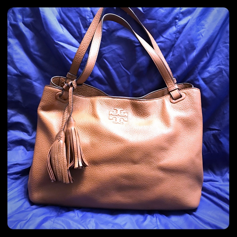 Tory Burch Thea center-zip tote.
